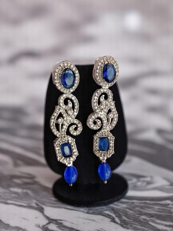 Elegant Rhodium-Plated American Diamond Earrings - Image 3