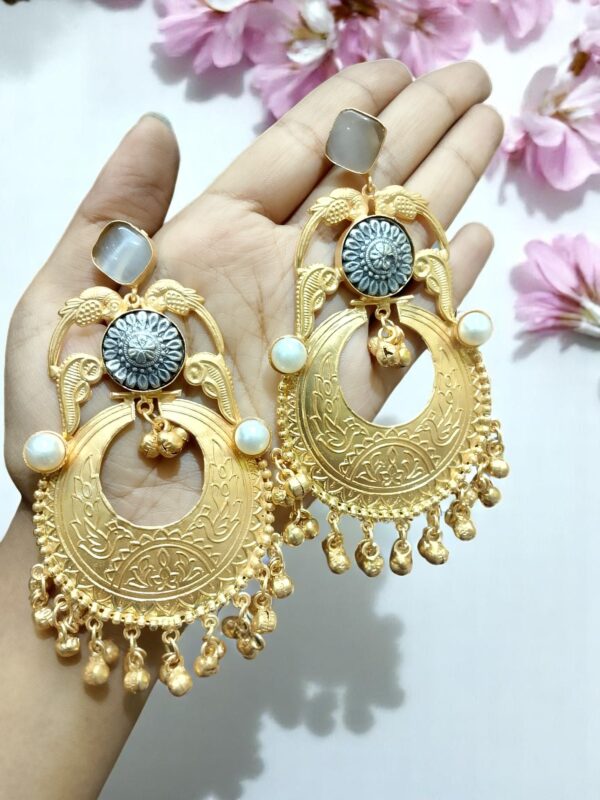 Traditional Brass Gold-Plated Chandbali Earrings