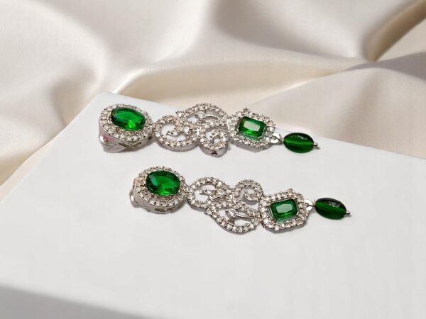 Elegant Rhodium-Plated American Diamond Earrings - Image 5