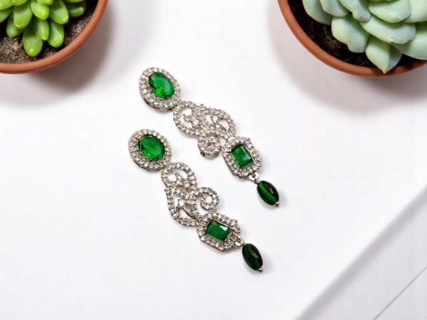Elegant Rhodium-Plated American Diamond Earrings - Image 4