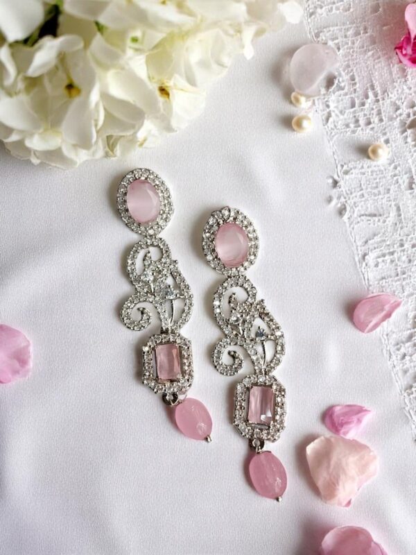 Elegant Rhodium-Plated American Diamond Earrings - Image 8