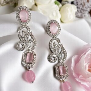 Elegant Rhodium-Plated American Diamond Earrings