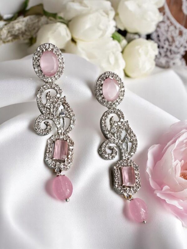 Elegant Rhodium-Plated American Diamond Earrings