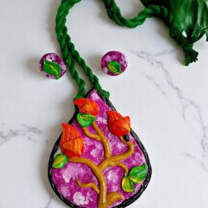 Handcrafted Clay Necklace & Earring Set – Floral Vine Charm
