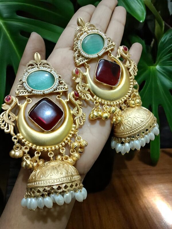 Gold-Plated Jhumka Earrings - Image 2