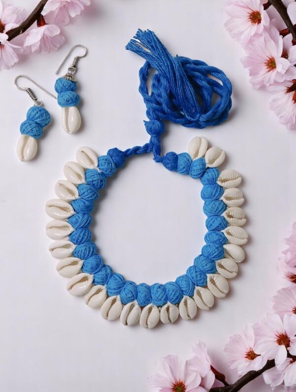 Hand-Crafted Natural Sea Shell Cotton Balls Necklace Set - Image 7