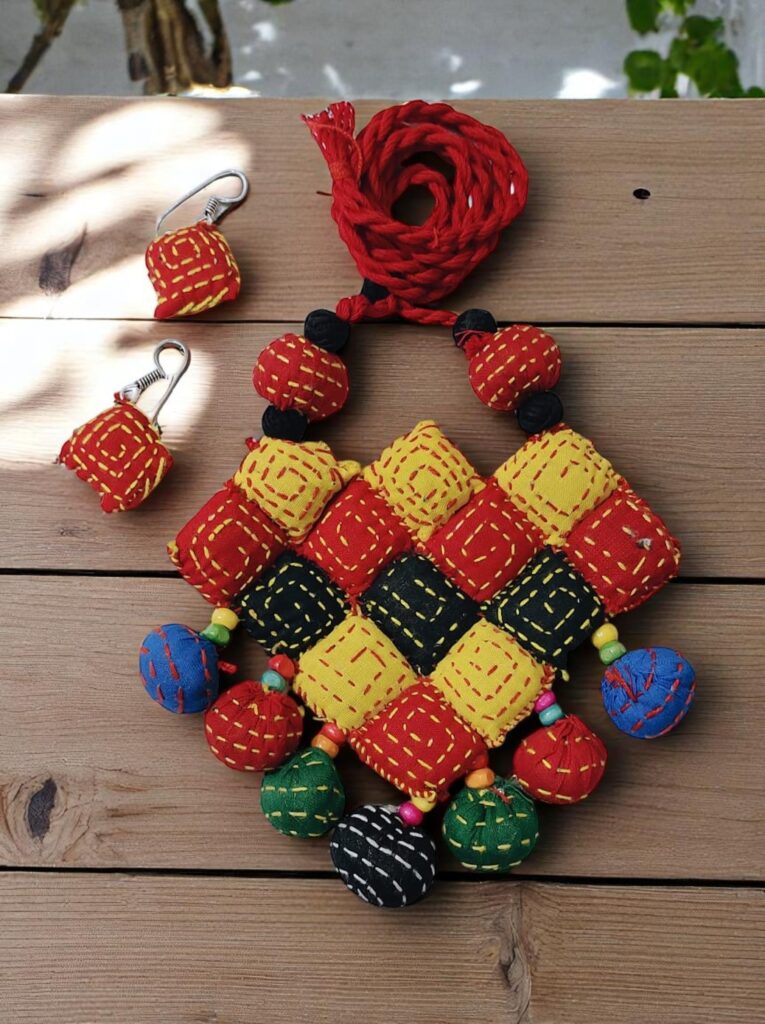 Hand-Crafted Fabric Necklace Set