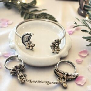 German Silver Finger Ring & Bangle Combo