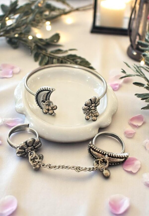 German Silver Finger Ring & Bangle Combo