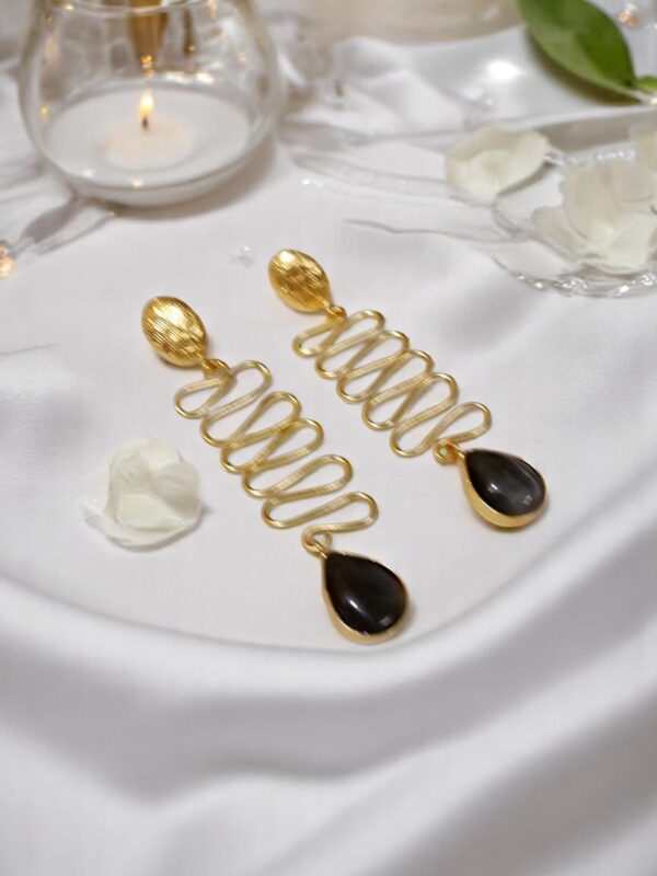 Elegant Spiral Drop Earrings with Teardrop Accent - Image 2