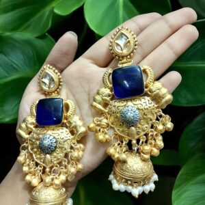 Majestic Gold-Plated Jhumka Earrings