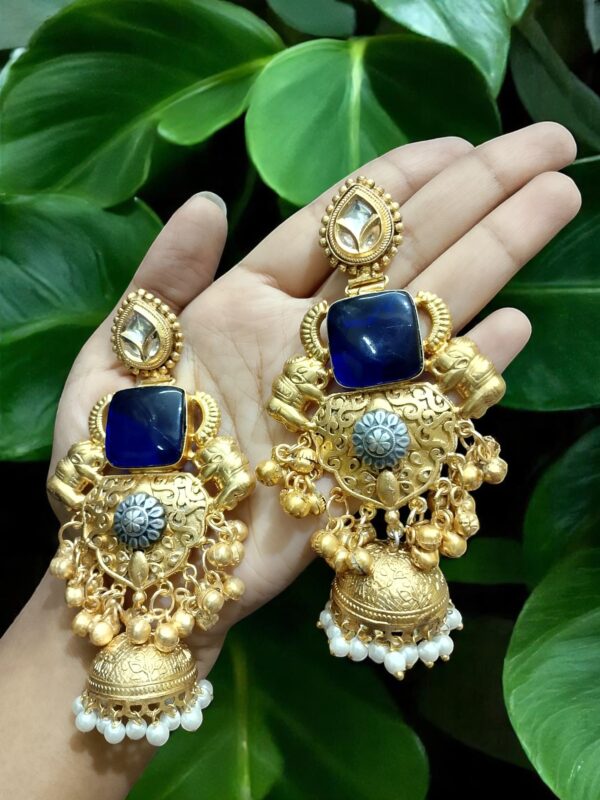 Majestic Gold-Plated Jhumka Earrings