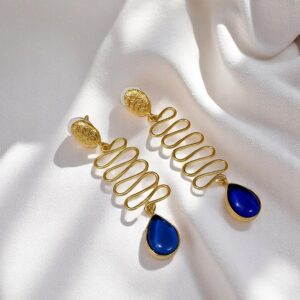 Elegant Spiral Drop Earrings with Teardrop Accent