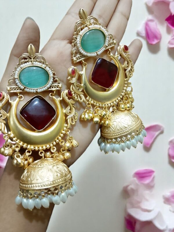 Gold-Plated Jhumka Earrings - Image 3