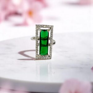 Modern Rectangular AD Stone Finger Ring