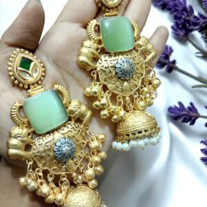 Gold-Plated Elephant Motif Jhumka Earrings