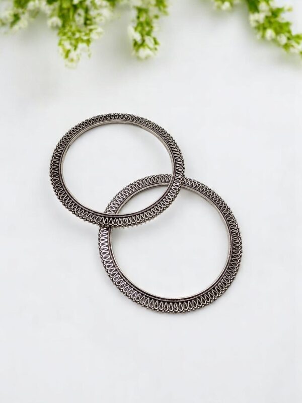 Traditional Oxidised Bangles with Intricate Loop Detailing (Set of 2) - Image 3