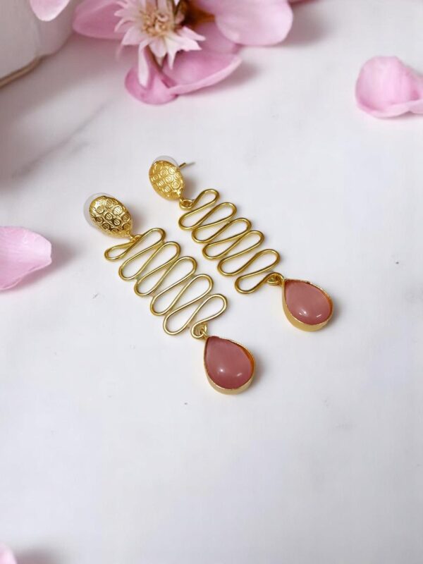 Elegant Spiral Drop Earrings with Teardrop Accent - Image 3