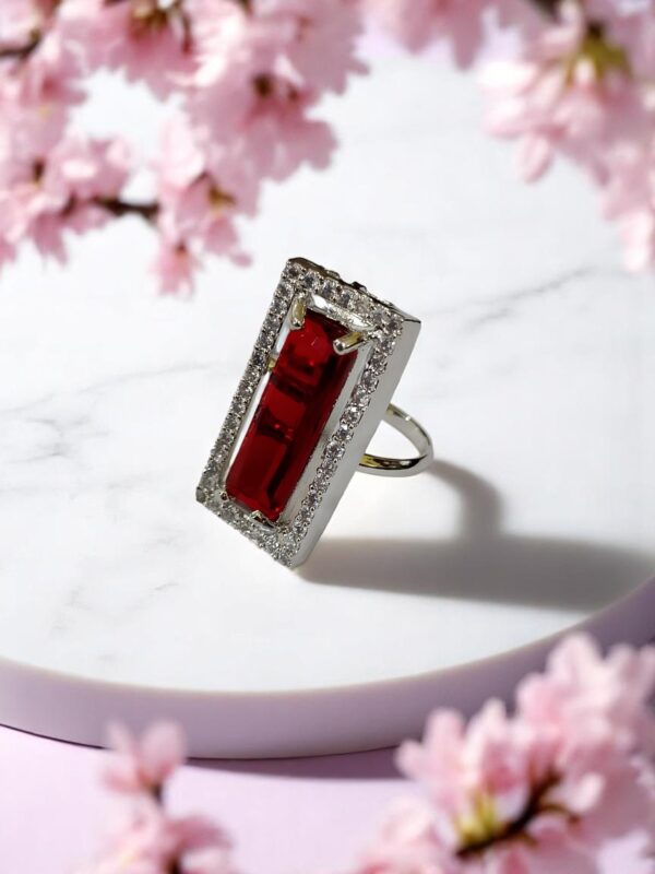 Modern Rectangular AD Stone Finger Ring - Image 9