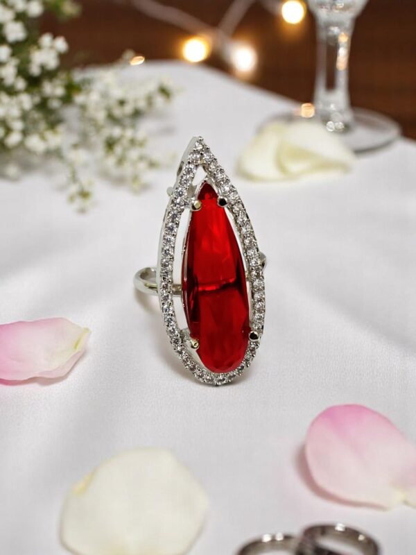 Sophisticated Teardrop AD Stone Finger Ring - Image 4