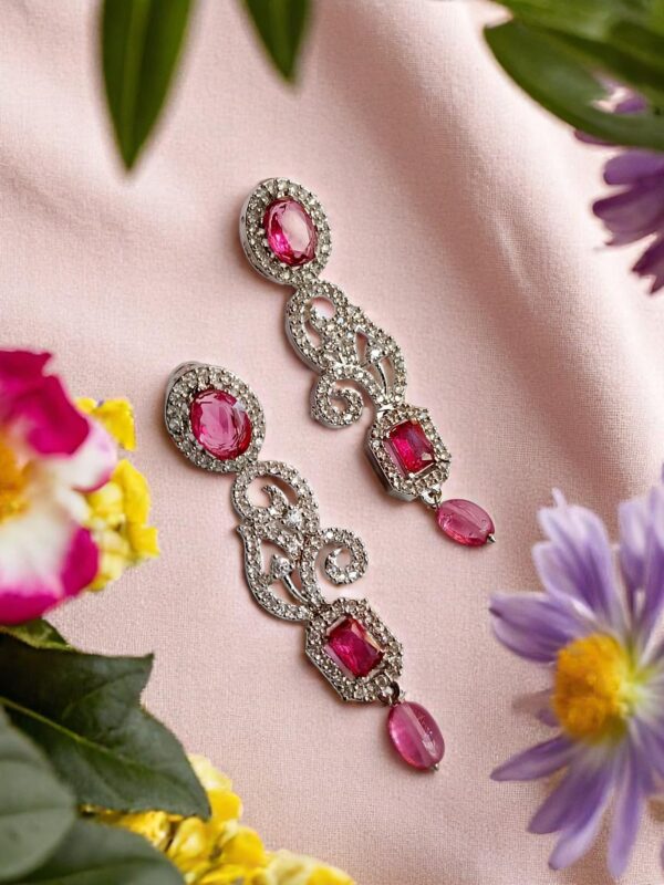 Elegant Rhodium-Plated American Diamond Earrings - Image 6