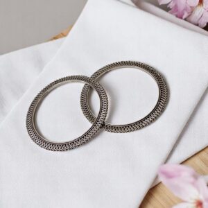 Traditional Oxidised Bangles with Intricate Loop Detailing (Set of 2)