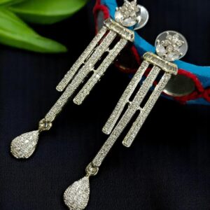 Elegant American Diamond Long Drop Earrings