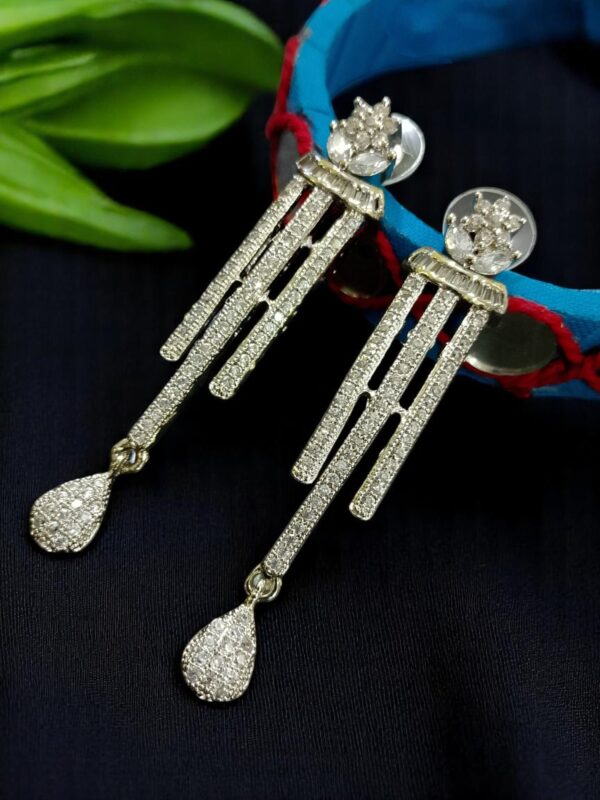Elegant American Diamond Long Drop Earrings
