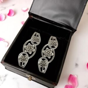 Triple Floral Chain Oxidised Earrings