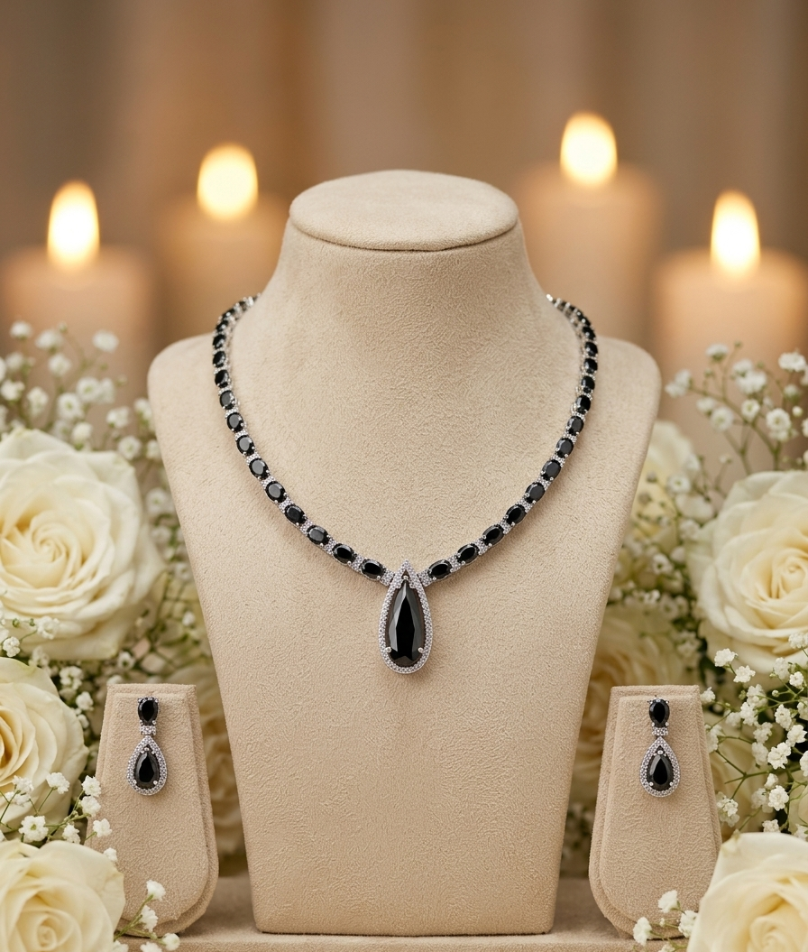 Elegant AD Necklace & Earring Set – Timeless Design - Image 3