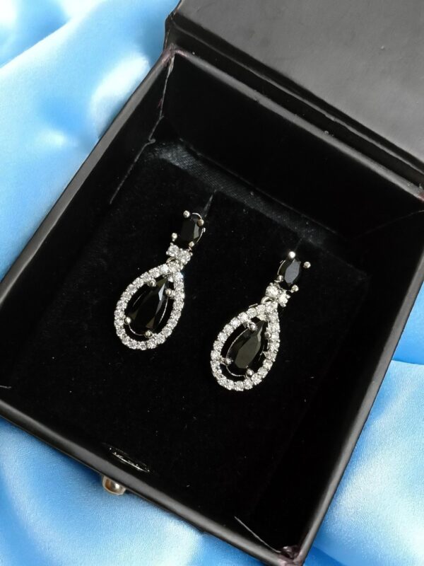 Black Ad Stone Earring Pair
