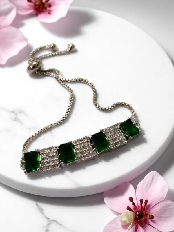 Stylish Green Ad Stone Adjustable Bracelet - Image 2