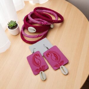 Graceful Hand-Printed Fabric Bangle & Earrings Combo Set