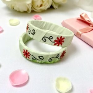 Graceful Hand-Printed Fabric Bangle (1Pair)