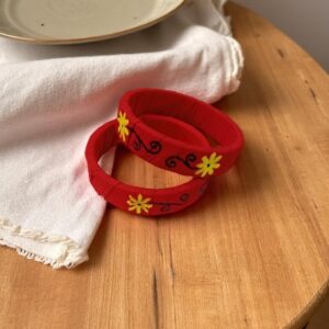 Graceful Hand-Printed Fabric Bangle (1Pair)