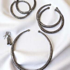 Oxidised Silver Hasuli Necklace, Bracelet, Anklet & Earring Set