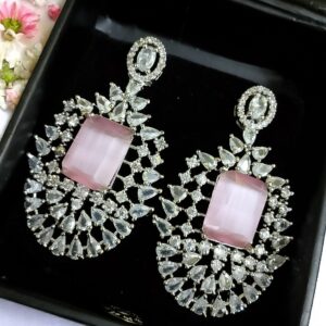 Pink Ad Stone Earring Pair