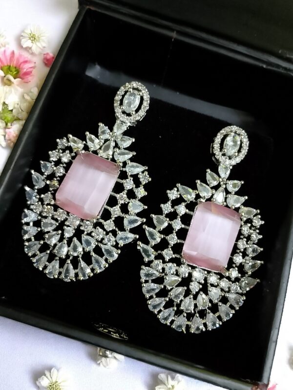 Pink Ad Stone Earring Pair