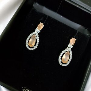 Peach Ad Stone Premium Quality Earring Pair