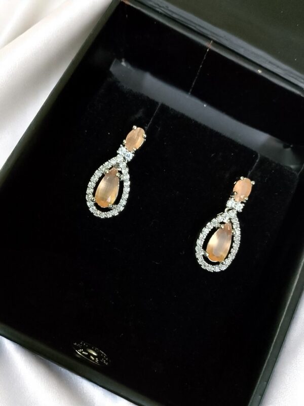 Peach Ad Stone Premium Quality Earring Pair