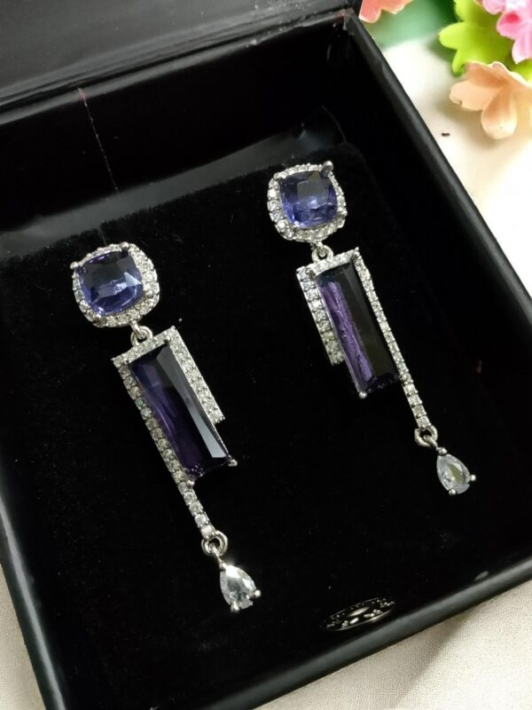 Purple Ad Stone Earring Pair