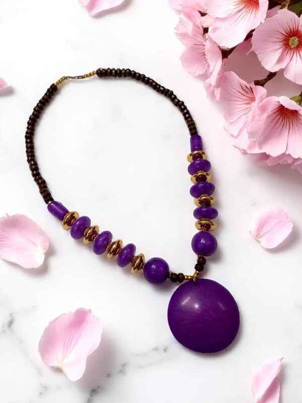Elegant Sky, Orange, Purple 3 Pcs Set Necklace - Image 4