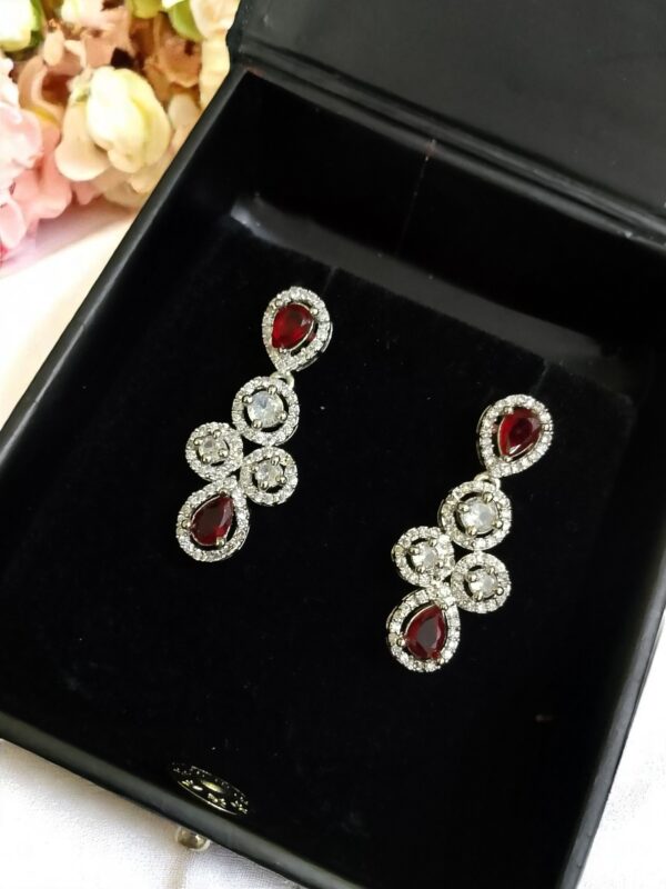 Red Ad Stone Earring Pair