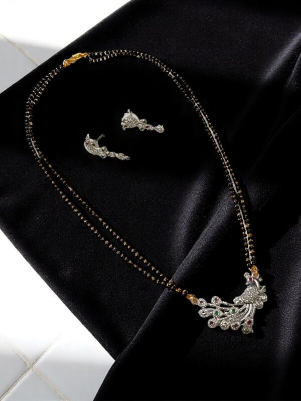 Elegant Peacock Design AD Stone Mangalsutra Set - Image 2