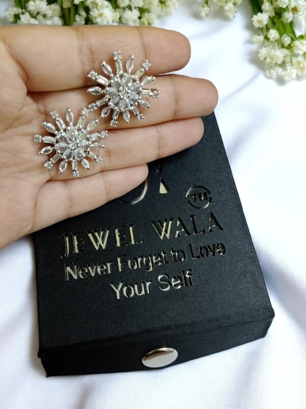 White Ad Stone Earring Pair - Image 3