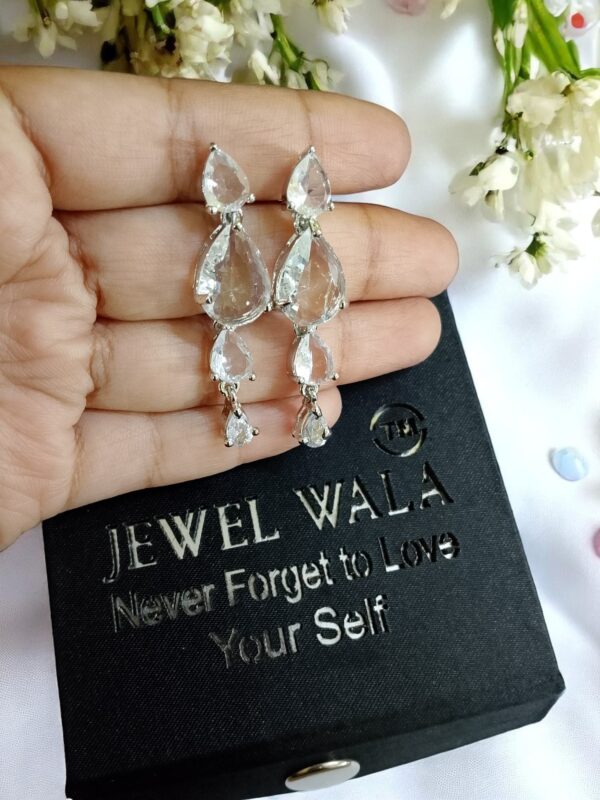 White Ad Stone Earring Pair - Image 2
