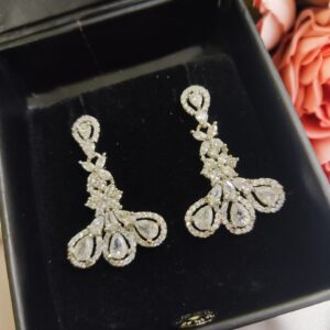 White Ad Stone Elegant Earring Pair