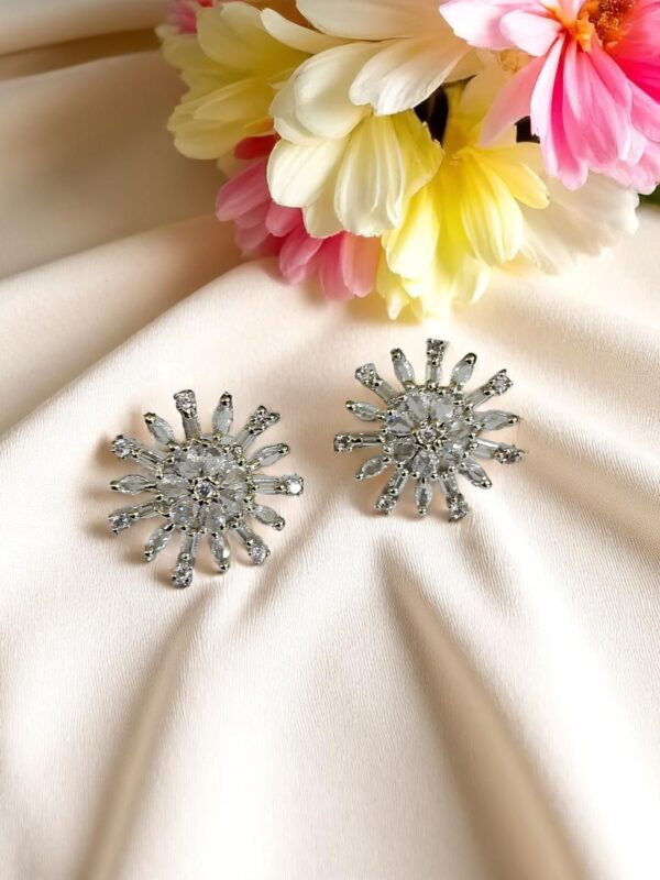 White Ad Stone Earring Pair - Image 2