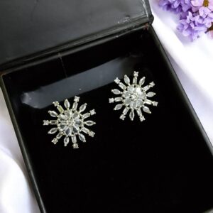 White Ad Stone Earring Pair