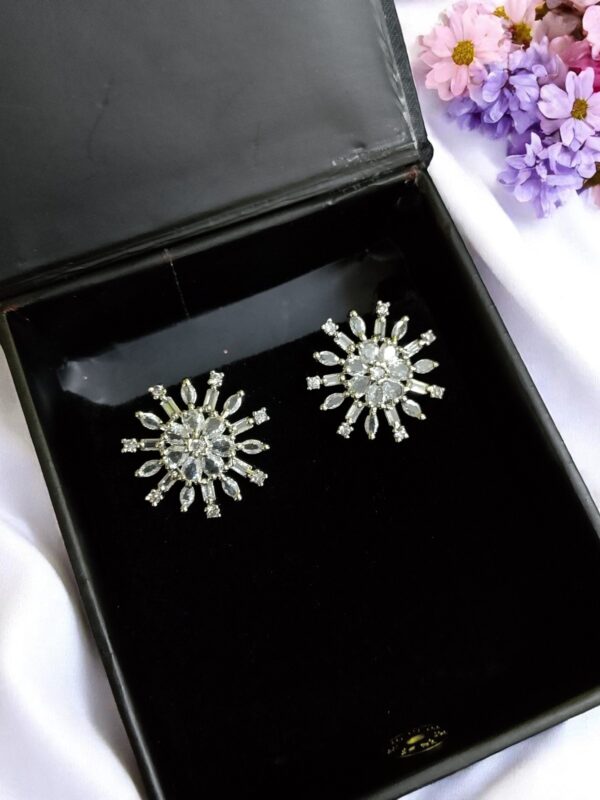White Ad Stone Earring Pair
